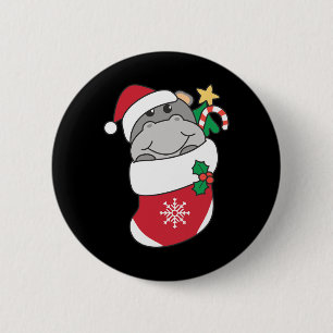Badge Rond 5 Cm Hippopotames Dans Les Bas De Noël Pour Noël