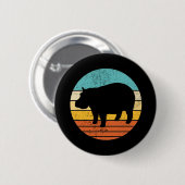 Badge Rond 5 Cm Hippopotomas Soleil rétro (Devant & derrière)