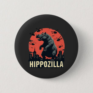 Badge Rond 5 Cm Hippozilla Éffrayant Moo Deng Hippo Halloween