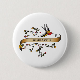 Badge Rond 5 Cm Hirondelle et rouleau avec l'expédition