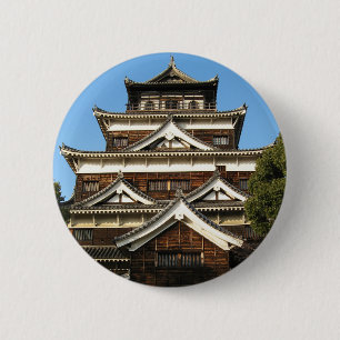 Badge Rond 5 Cm Hiroshima Castle 広 島 城, Hiroshima, Japon