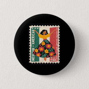 Badge Rond 5 Cm Hispanique Patrimoine Mexicain Américain Danseur F