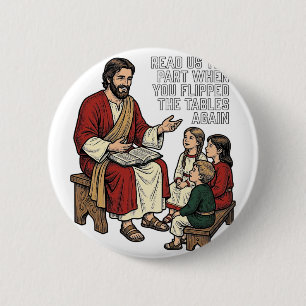 Badge Rond 5 Cm Histoire de la Bible drôle Vintage Professeur reli