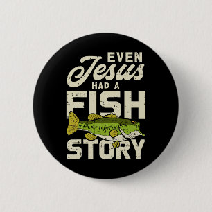Badge Rond 5 Cm Histoire de poisson Jésus Pêcheur Dieu Christ Pêch