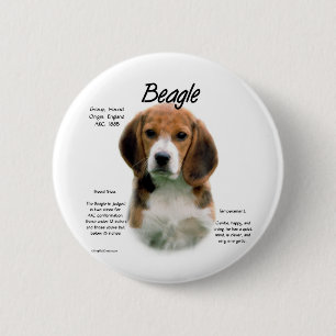 Badge Rond 5 Cm Histoire du beagle ; Tout sur les Beagles