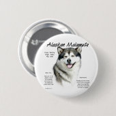 Badge Rond 5 Cm Histoire du malamute en Alaska, Tout sur les malam (Devant & derrière)