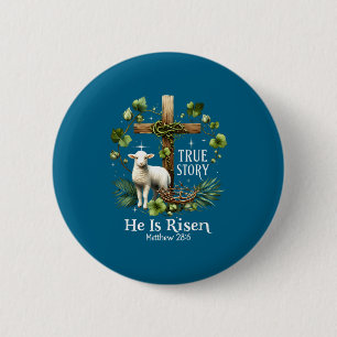 Badge Rond 5 Cm Histoire vraie de coquette il est ressuscité Pâque