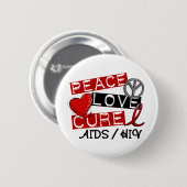 Badge Rond 5 Cm HIV de SIDA de traitement d'amour de paix (Devant & derrière)