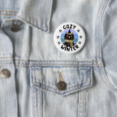 Badge Rond 5 Cm Hiver agréable, chouette (En situation)