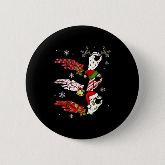 Badge Rond 5 Cm Ho Ho Asl Langue des signes Fierté sourde Pajamas (Devant)