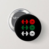Badge Rond 5 Cm Ho Ho Ho Funny Dumbbell Christmas Weightlifting Gy (Devant & derrière)