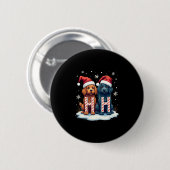 Badge Rond 5 Cm Ho Ho Ho Great Pyrenees Dog Lover Christmas Santa (Devant & derrière)