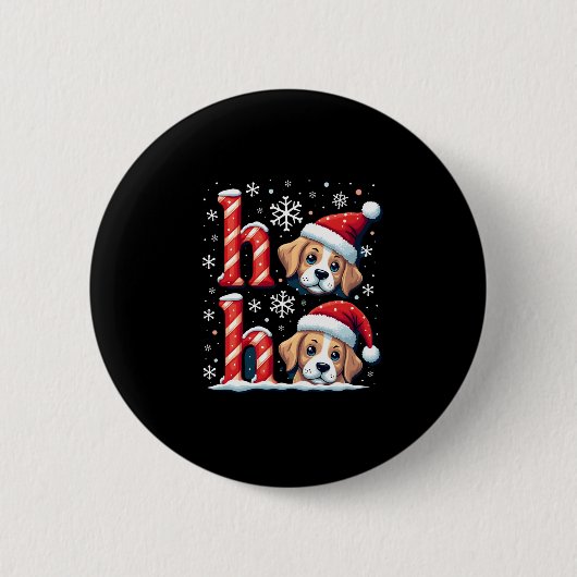 Badge Rond 5 Cm Ho Ho Ho Great Pyrenees Dog Lover Christmas Santa (Devant)