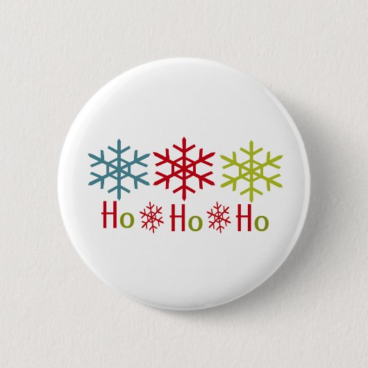 Badge Rond 5 Cm Ho Ho Ho Noël de flocon de neige (Devant)