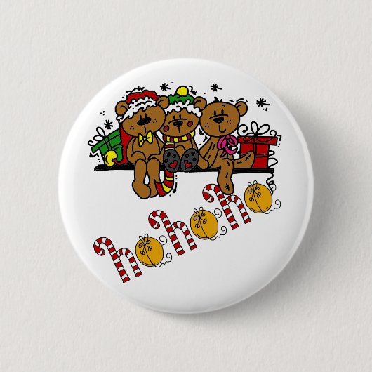 Badge Rond 5 Cm Ho Ho Ho Nounours (Devant)
