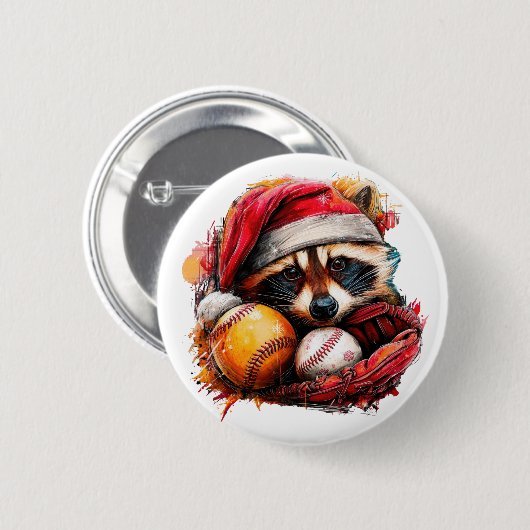 Badge Rond 5 Cm Ho-Ho-Home Run Raccoon Pin Button (Devant & derrière)