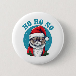 Badge Rond 5 Cm Ho ho non - drôle de chat de Noël grincheux
