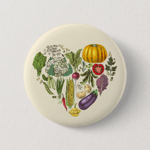Badge Rond 5 Cm Hobby Garden Végétation Coeur croissant