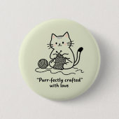 Badge Rond 5 Cm Hobbyist Kitten Knitting Rosy Cheeks Cozy Vibes (Devant)