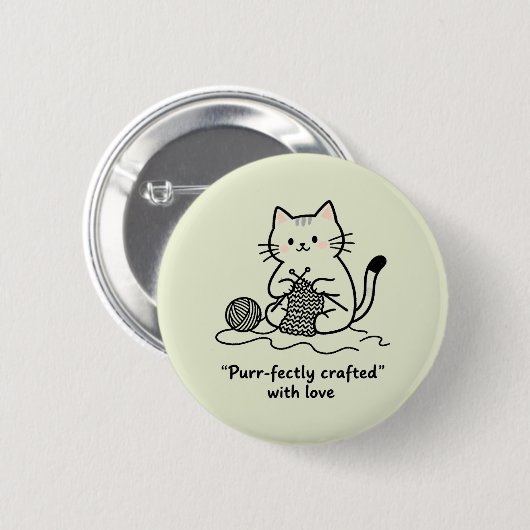 Badge Rond 5 Cm Hobbyist Kitten Knitting Rosy Cheeks Cozy Vibes (Devant & derrière)