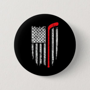 Badge Rond 5 Cm Hockey américain Drapeau Hockey Tee Ice Hockey Pla