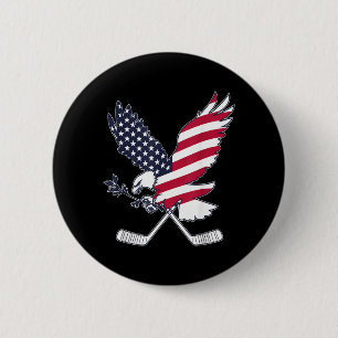 Badge Rond 5 Cm Hockey Drapeau Américain