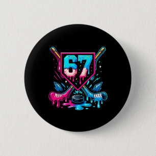 Badge Rond 5 Cm Hockey Drip 6 7 Numéro 67 Six Sept Mème Hommes Gar