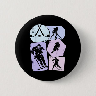 Badge Rond 5 Cm Hockey Filles Hockey sur glace Enfants Jeunesse