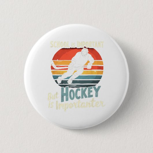 Badge Rond 5 Cm Hockey Priority Over School Funny (Devant)