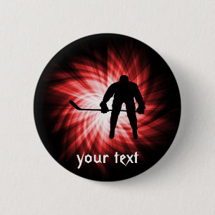 Badge Rond 5 Cm Hockey rouge