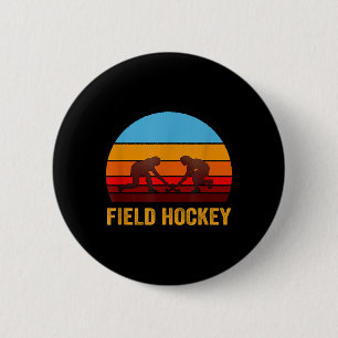 Badge Rond 5 Cm Hockey sur gazon de style rétro vintage au coucher