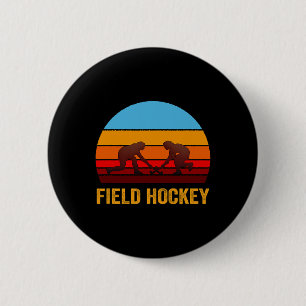 Badge Rond 5 Cm Hockey sur gazon de style rétro vintage au coucher