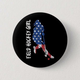 Badge Rond 5 Cm Hockey sur gazon Drapeau Usa pour femmes Enfants H