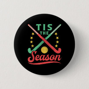 Badge Rond 5 Cm Hockey sur gazon Noël C'est la saison Joueuse mign