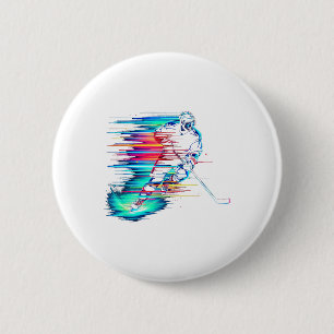 Badge Rond 5 Cm Hockey sur glace dynamique