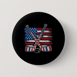 Badge Rond 5 Cm Hockey sur glace patriotique 4 juillet Indépendanc