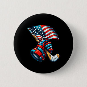 Badge Rond 5 Cm Hockey sur glace patriotique 4 juillet Indépendanc