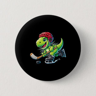 Badge Rond 5 Cm Hockeysaurus Dinosaure Hockey sur Glace Trex Enfan