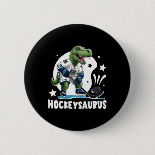 Badge Rond 5 Cm Hockeysaurus Drôle Dinosaure Hockey Enfants Hockey