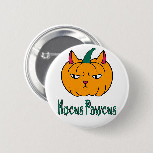 Badge Rond 5 Cm Hocus pawcus Halloween citrouille ginger cat magie