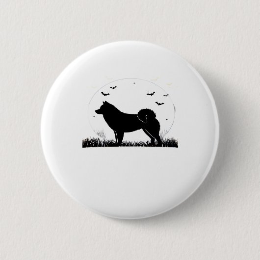 Badge Rond 5 Cm Hokkaido Dog � Halloween Moon Silhouette Classic T (Devant)
