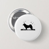 Badge Rond 5 Cm Hokkaido Dog � Halloween Moon Silhouette Classic T (Devant & derrière)