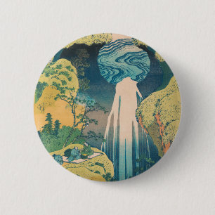 Badge Rond 5 Cm Hokusai Amida Cascade Japon