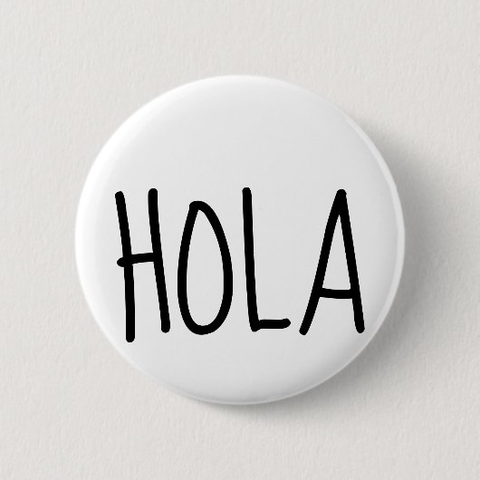 Badge Rond 5 Cm Hola Hello En Espanol (Devant)