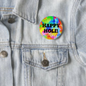 Badge Rond 5 Cm HOLI Festival des couleurs + vos idées (En situation)