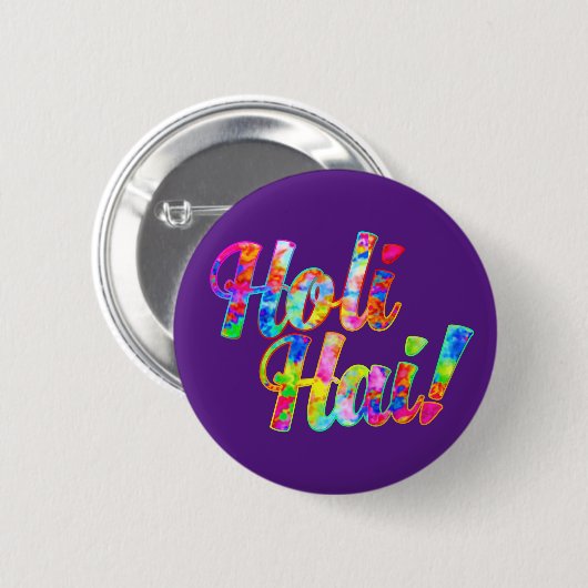 Badge Rond 5 Cm Holi Hai ! - Diffuser le message Holi (Devant & derrière)