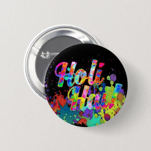 Badge Rond 5 Cm Holi Hai ! - Diffuser le message Holi (Devant & derrière)