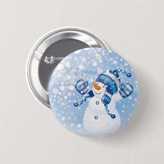 Badge Rond 5 Cm Holiday Snowman (Devant & derrière)