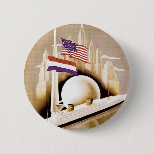 Badge Rond 5 Cm Holland America Line New York (Devant)