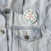 Badge Rond 5 Cm Holly Berry Pine Wreath Joyeux Tout Vacances C (En situation)
